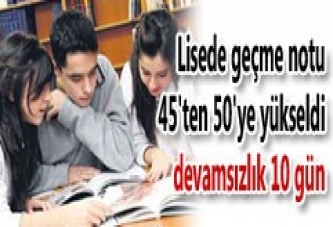 GEÇME NOTU 50, DEVAMSIZLIK 10 GÜN