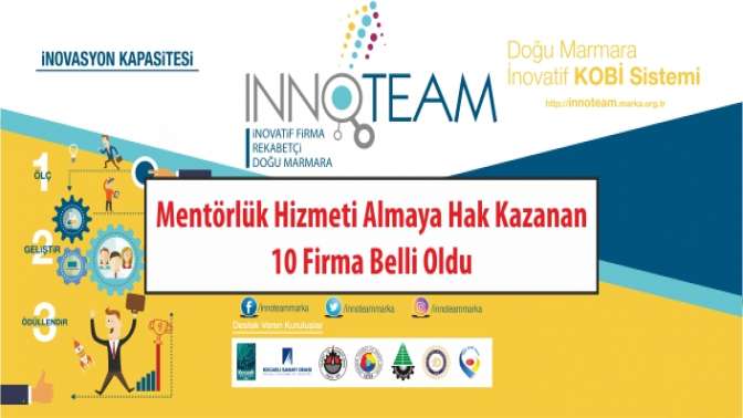 InnoTEAM Yarışmasında Mentörlük Hizmeti Almaya Hak Kazanan 10 Firma Belli Oldu