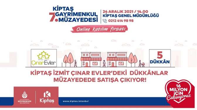 İzmit Çınar Evlerde 5 Dükkân Müzayedeye Çıkıyor