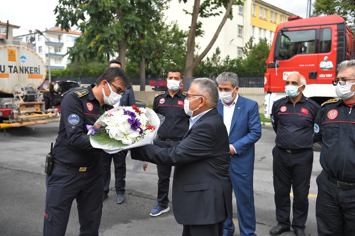 Kayseri itfaiyesine gururla karşılama