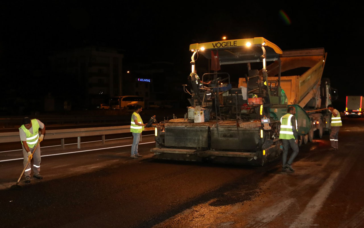 Kocaeli Gebze’de üstyapı için gece mesaisine devam