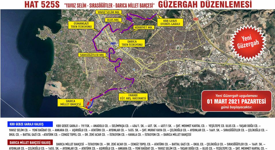 Gebze-Darıca arasında otobüs seferleri yeniden başladı